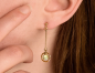 Mobile Preview: Dangling circle stud earrings with green glass opal
